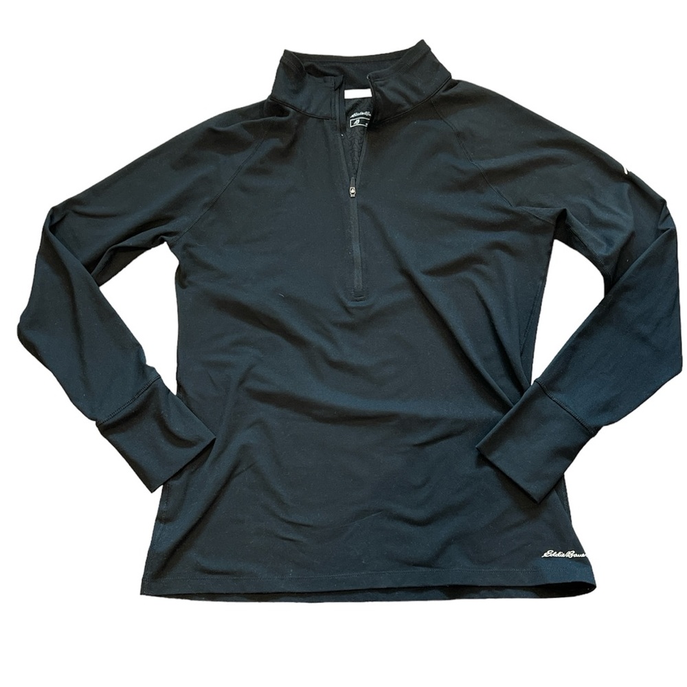 Eddie Bauer Black Long Sleeve Athletic Quarter Zip Pullover Top